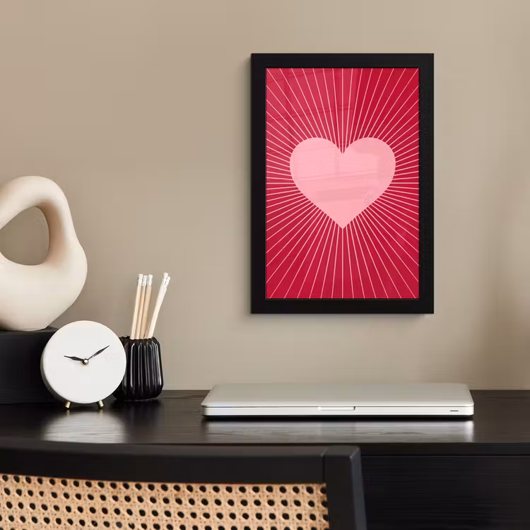 Framed Prints - Heart - Rays - Love - Abstract - Pink — 2