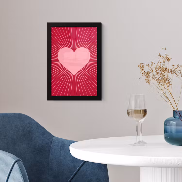 Framed Prints - Heart - Rays - Love - Abstract - Pink — 4