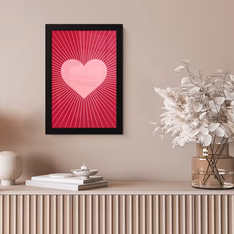 Framed Prints - Heart - Rays - Love - Abstract - Pink — 5
