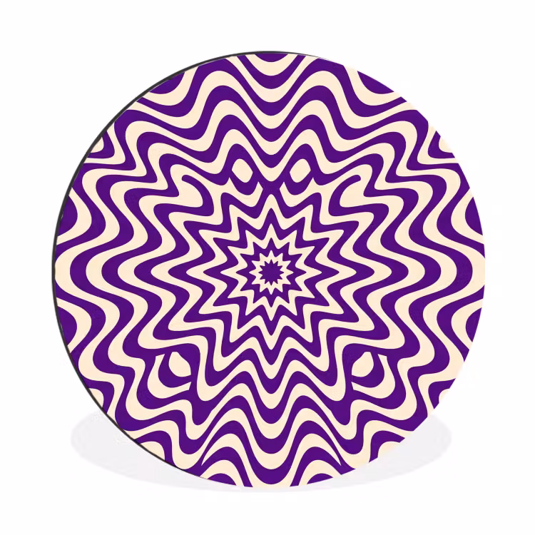 Wall circle - Aluminum - Abstract - Waves - Optical - Modern - Purple — 1
