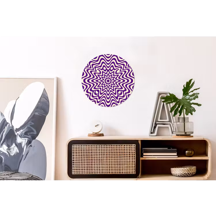 Wall circle - Aluminum - Abstract - Waves - Optical - Modern - Purple — 3