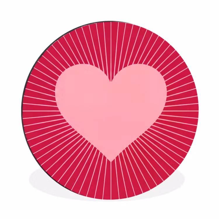 Wall circle - Aluminum - Heart - Rays - Love - Abstract - Pink — 1