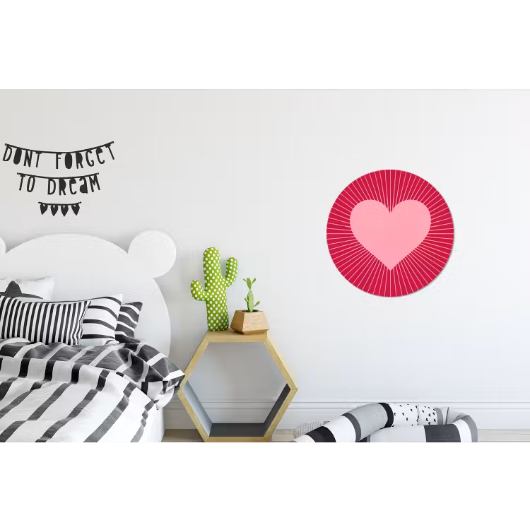 Wall circle - Aluminum - Heart - Rays - Love - Abstract - Pink — 5