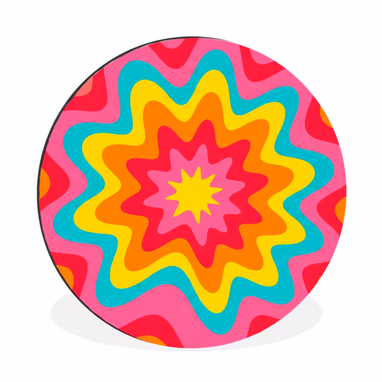 Wall circle - Aluminum - Pattern - Wavy - Colorful — 1