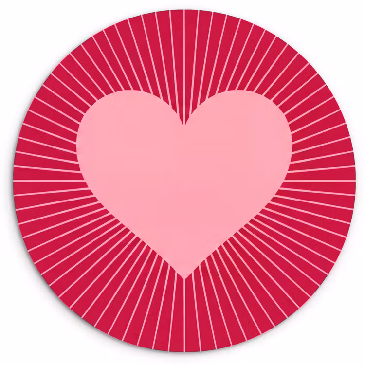 Wall circle - Glass - Heart - Rays - Love - Abstract - Pink — 1