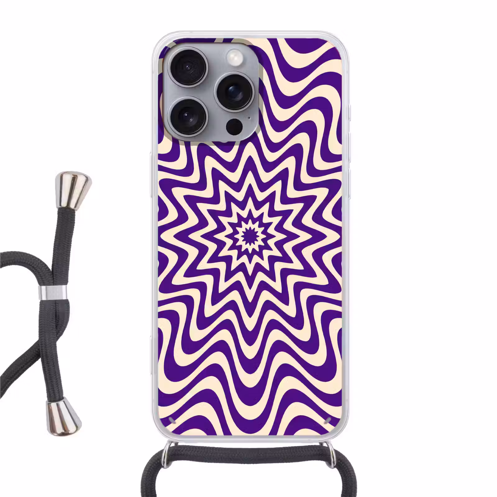 Phone case crossbody - Abstract - Waves - Optical - Modern - Purple — 1