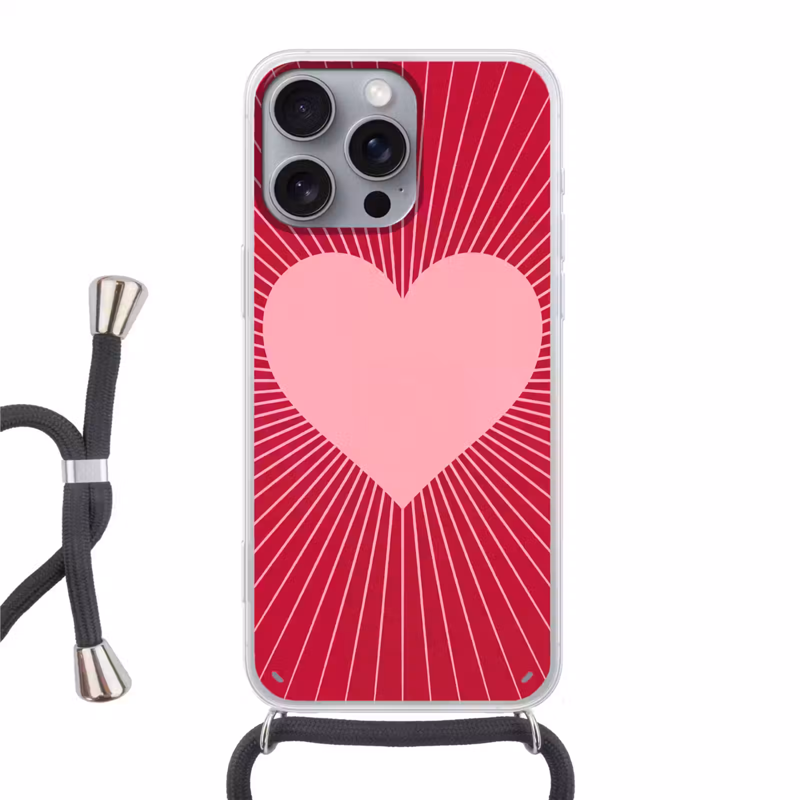 Phone case crossbody - Heart - Rays - Love - Abstract - Pink — 1