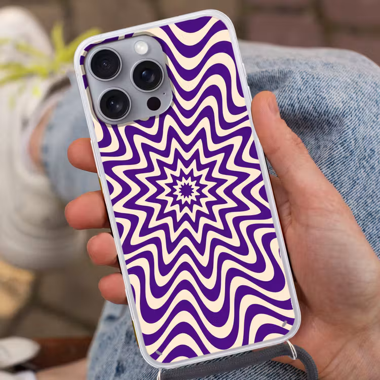 Phone case crossbody - Abstract - Waves - Optical - Modern - Purple — 2