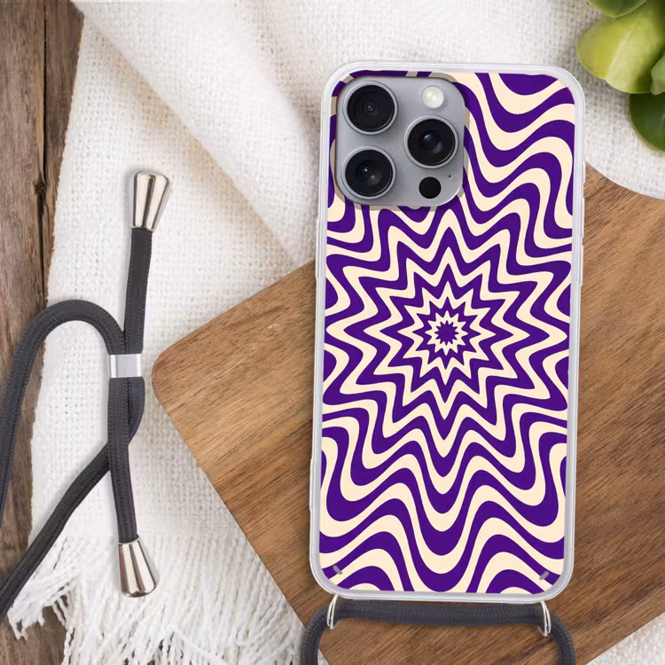 Phone case crossbody - Abstract - Waves - Optical - Modern - Purple — 3