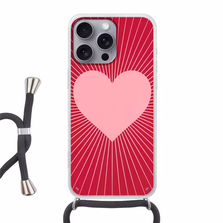 Phone case crossbody - Heart - Rays - Love - Abstract - Pink — 1
