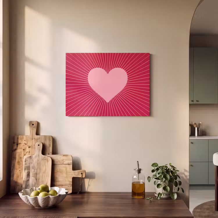 Acoustic Panel - Heart - Rays - Love - Abstract - Pink — 3