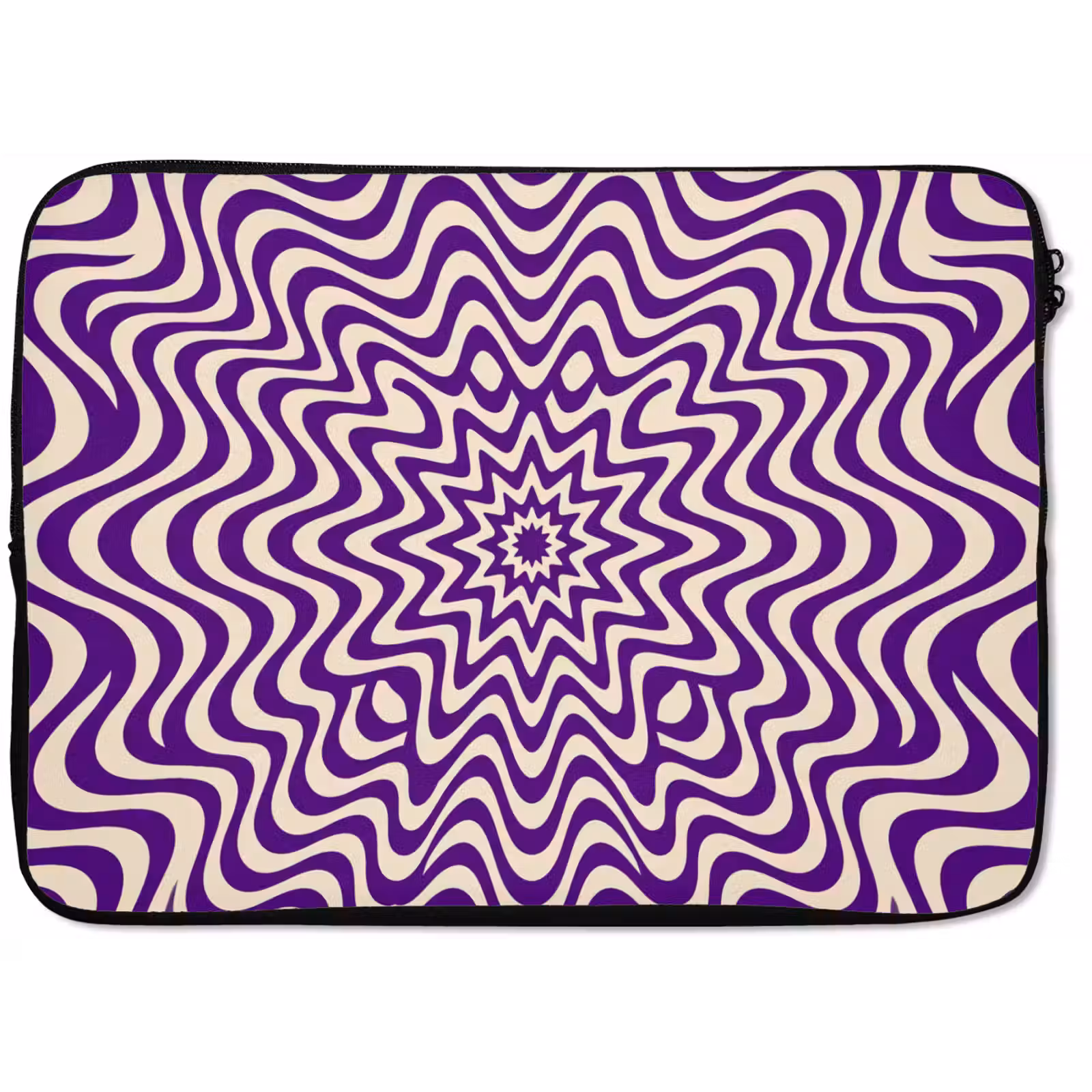 Laptop Sleeve - Abstract - Waves - Optical - Modern - Purple — 1