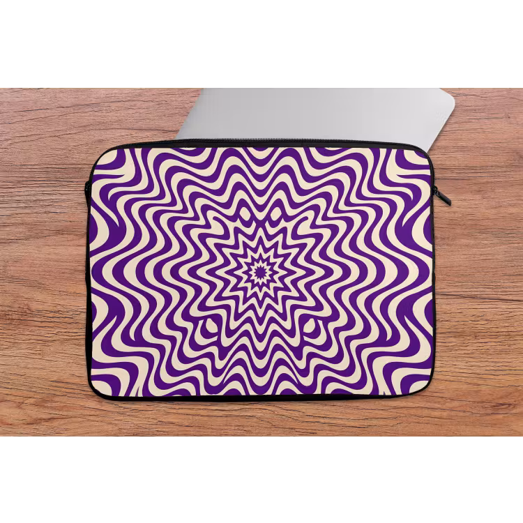 Laptop Sleeve - Abstract - Waves - Optical - Modern - Purple — 2