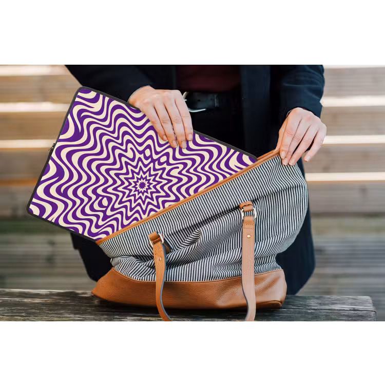 Laptop Sleeve - Abstract - Waves - Optical - Modern - Purple — 4