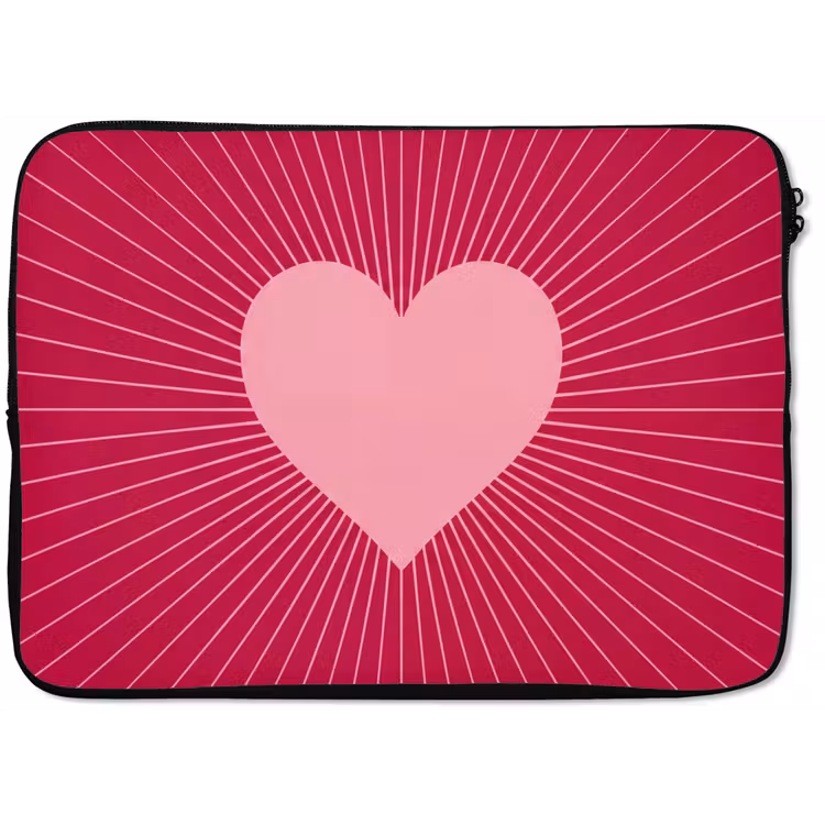 Laptop Sleeve - Heart - Rays - Love - Abstract - Pink — 1