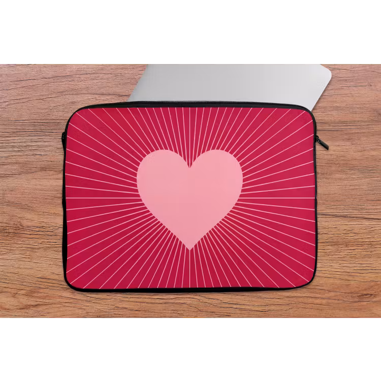 Laptop Sleeve - Heart - Rays - Love - Abstract - Pink — 2