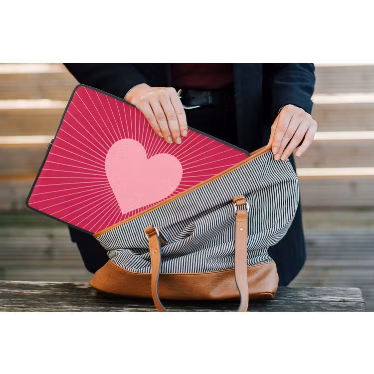 Laptop Sleeve - Heart - Rays - Love - Abstract - Pink — 4