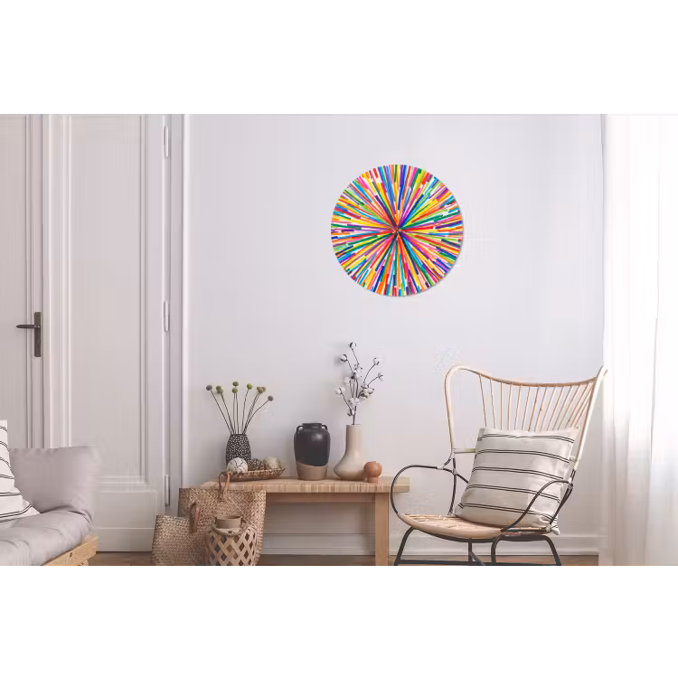 Wall circle - Aluminum - Lines - Colorful - Abstract — 2