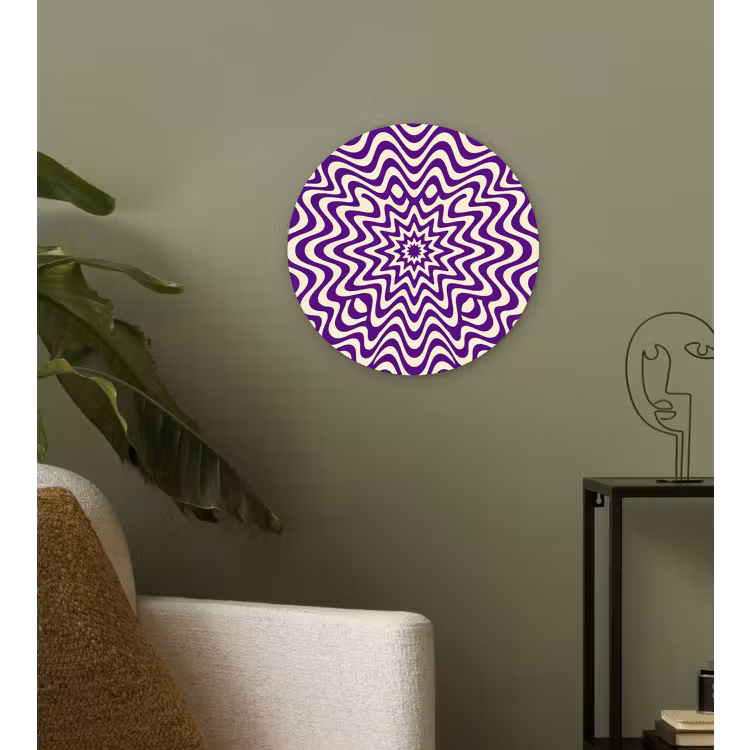 Wall circle - Glass - Abstract - Waves - Optical - Modern - Purple — 3