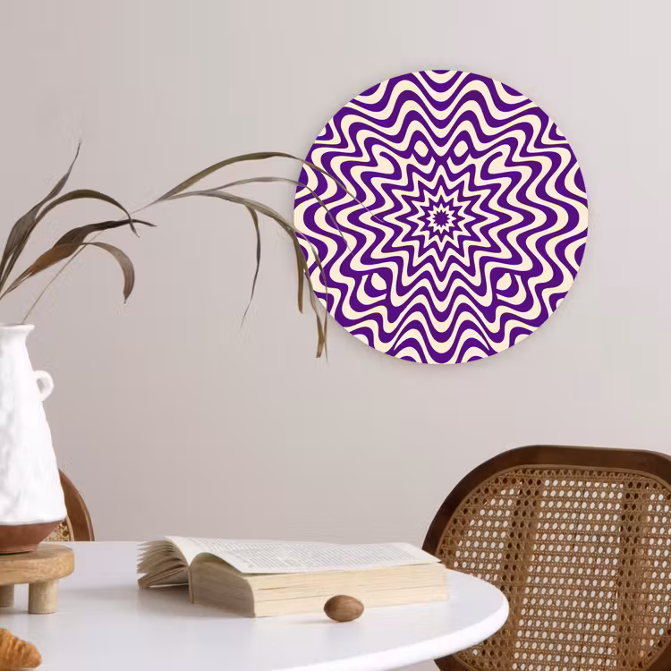 Wall circle - Glass - Abstract - Waves - Optical - Modern - Purple — 4