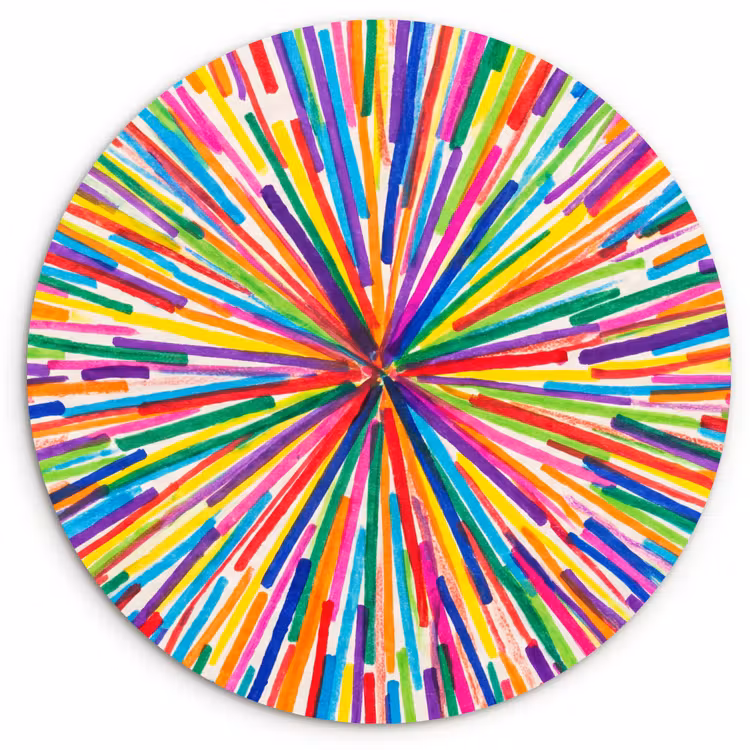 Wall circle - Glass - Lines - Colorful - Abstract — 1