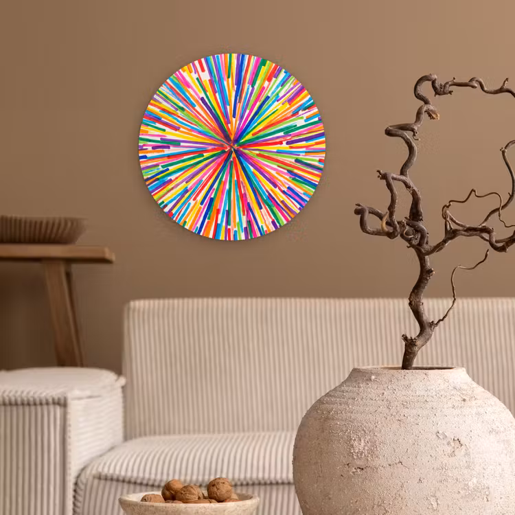 Wall circle - Glass - Lines - Colorful - Abstract — 2