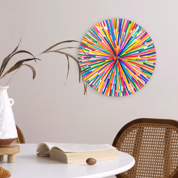 Wall circle - Glass - Lines - Colorful - Abstract — 4
