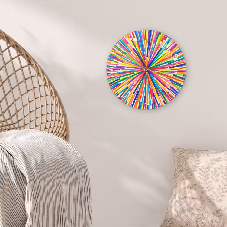 Wall circle - Glass - Lines - Colorful - Abstract — 5