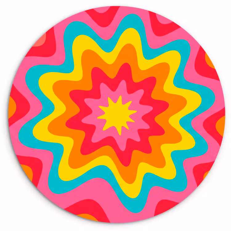 Wall circle - Glass - Pattern - Wavy - Colorful — 1