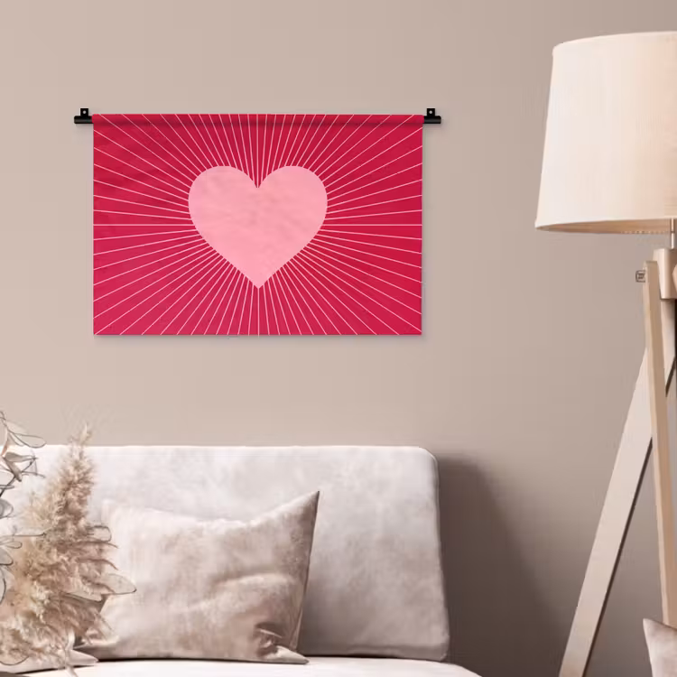 Wall Hanging - Heart - Rays - Love - Abstract - Pink — 2