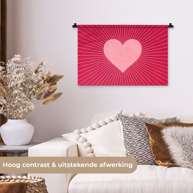 Wall Hanging - Heart - Rays - Love - Abstract - Pink — 4