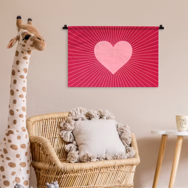 Wall Hanging - Heart - Rays - Love - Abstract - Pink — 5