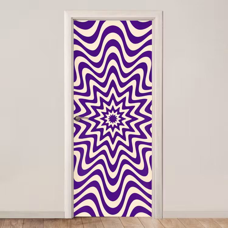 Door sticker - Abstract - Waves - Optical - Modern - Purple — 1