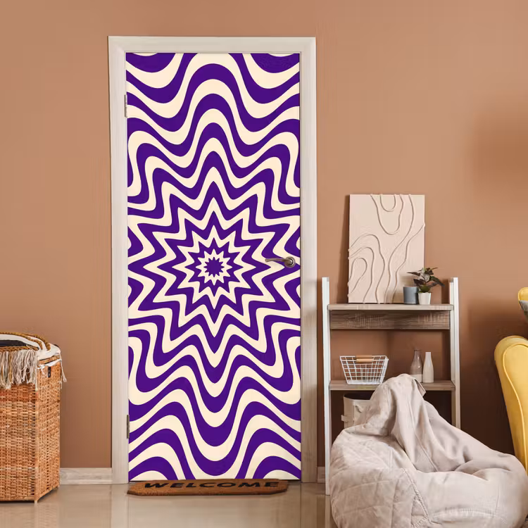 Door sticker - Abstract - Waves - Optical - Modern - Purple — 2