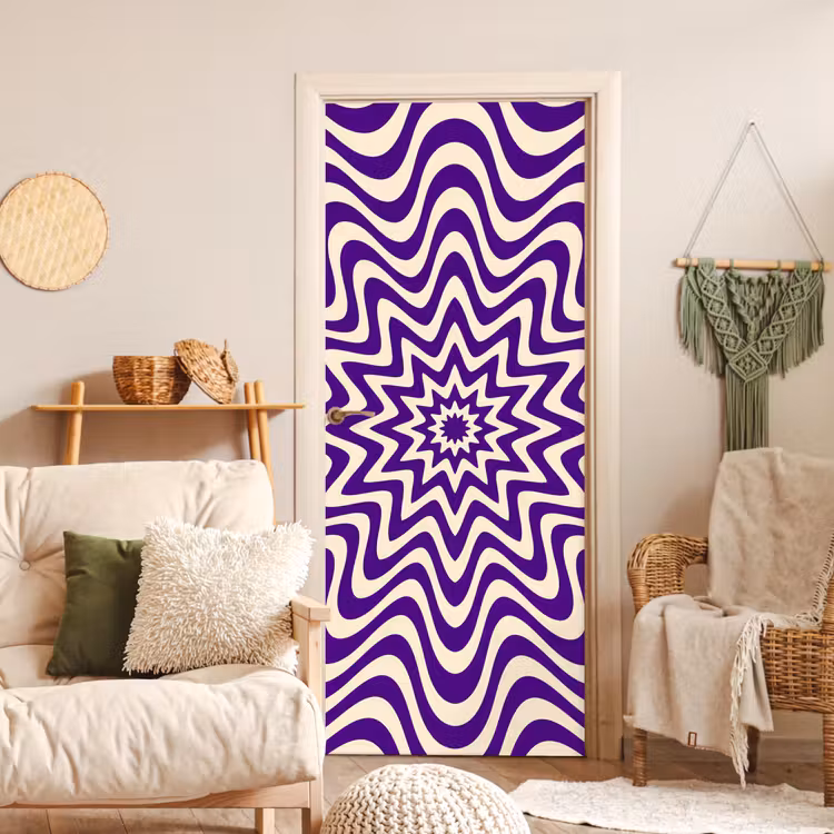 Door sticker - Abstract - Waves - Optical - Modern - Purple — 3