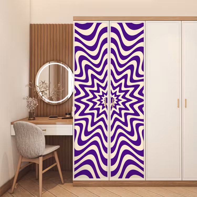 Door sticker - Abstract - Waves - Optical - Modern - Purple — 4