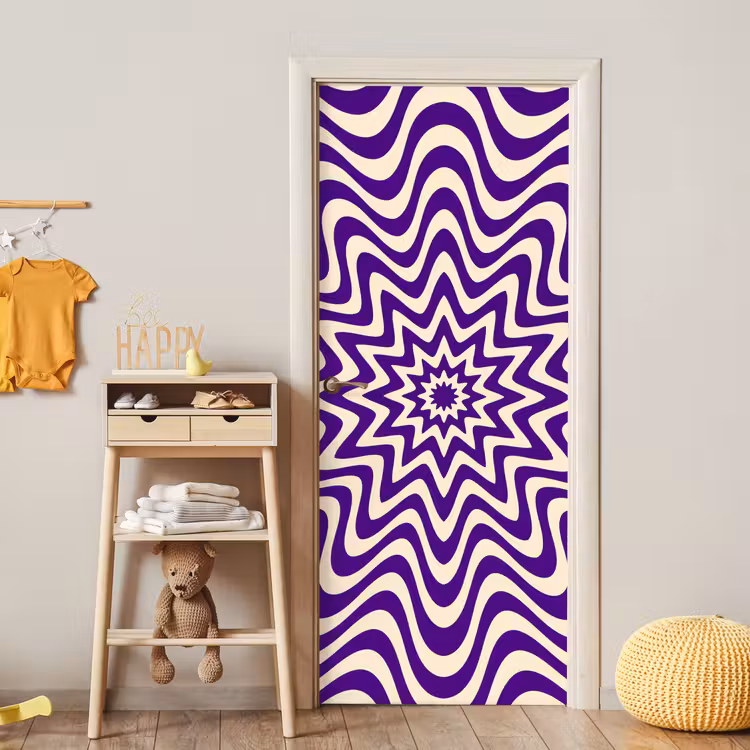 Door sticker - Abstract - Waves - Optical - Modern - Purple — 5
