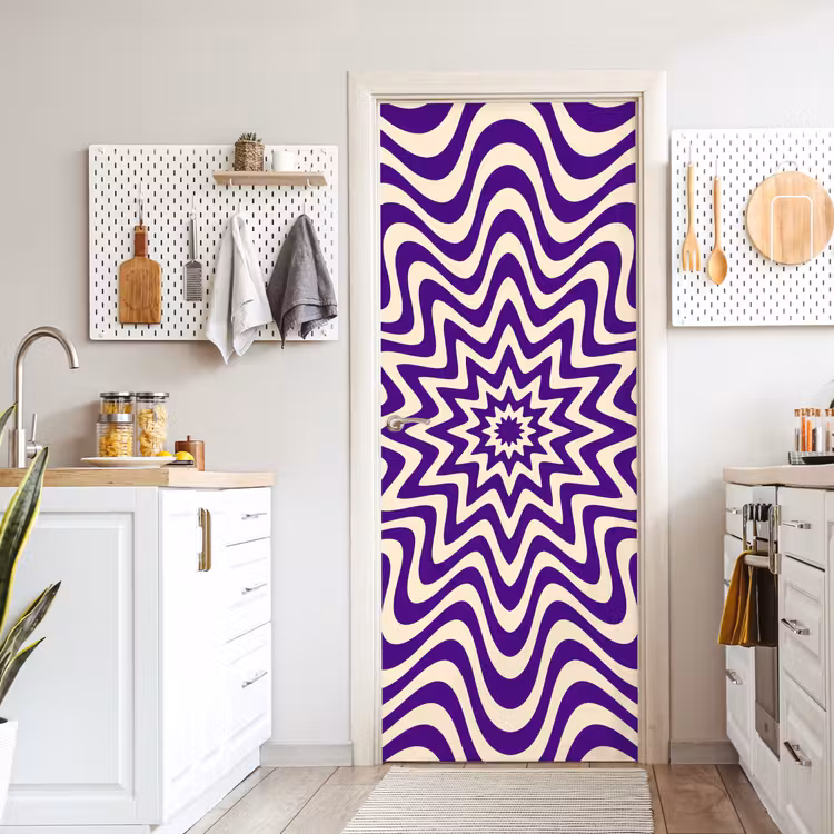 Door sticker - Abstract - Waves - Optical - Modern - Purple — 6