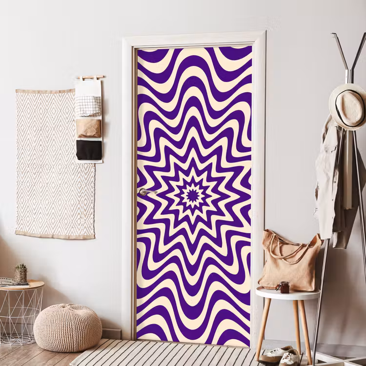 Door sticker - Abstract - Waves - Optical - Modern - Purple — 7
