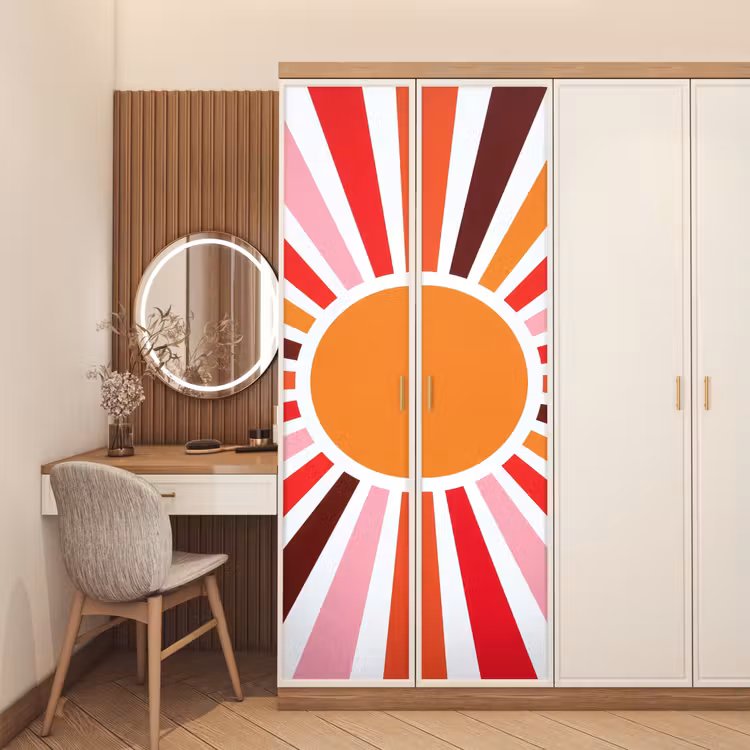 Door sticker - Sun - Rays - Abstract - Colorful — 4