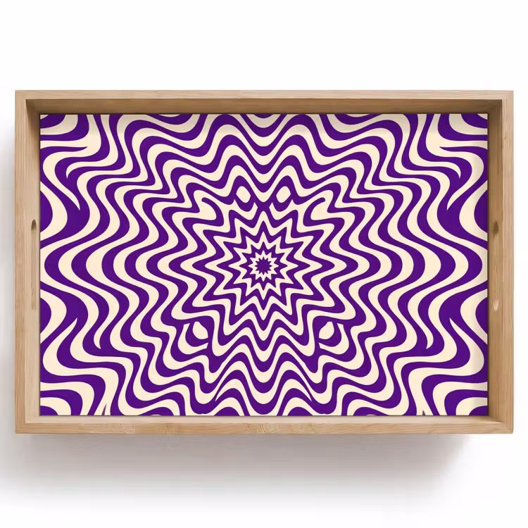 Tray - Abstract - Waves - Optical - Modern - Purple — 1