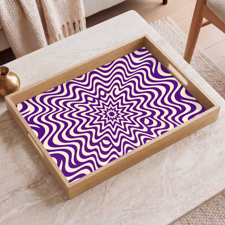 Tray - Abstract - Waves - Optical - Modern - Purple — 2