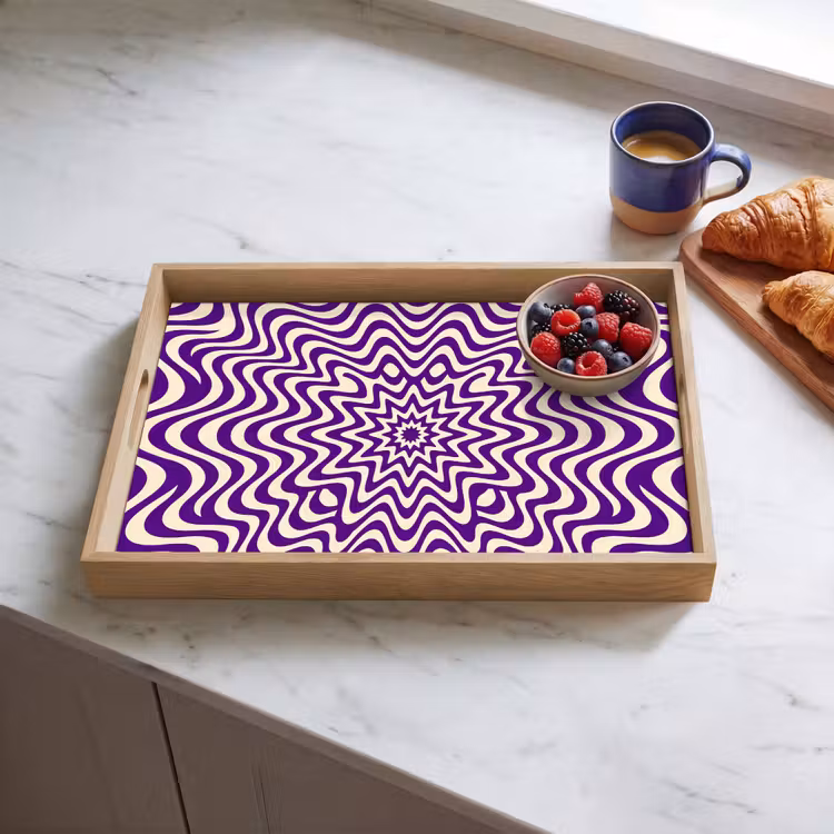 Tray - Abstract - Waves - Optical - Modern - Purple — 3