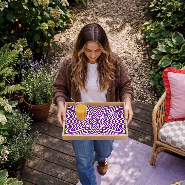 Tray - Abstract - Waves - Optical - Modern - Purple — 6
