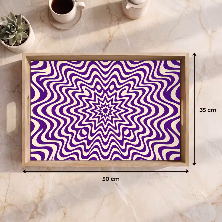 Tray - Abstract - Waves - Optical - Modern - Purple — 7