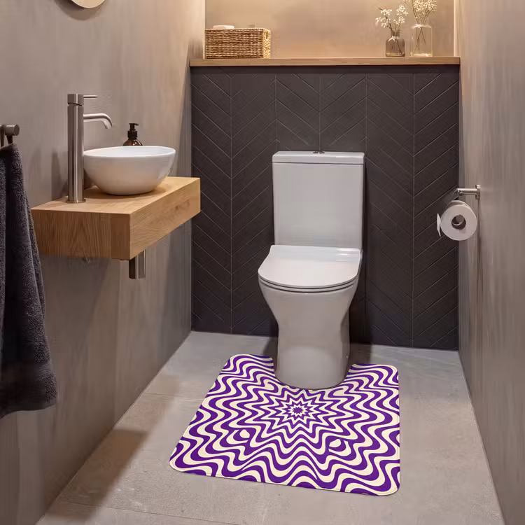 WC Mat - Abstract - Waves - Optical - Modern - Purple — 2