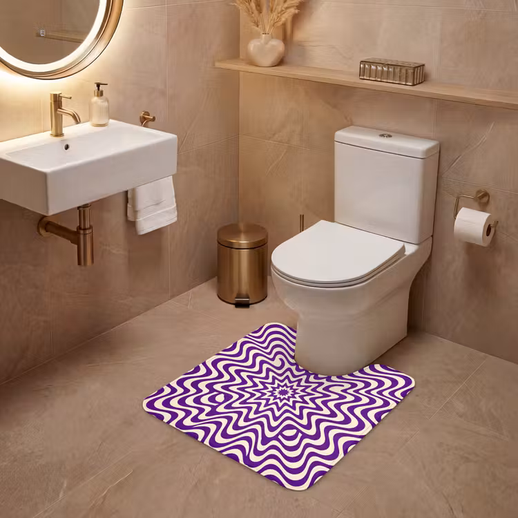WC Mat - Abstract - Waves - Optical - Modern - Purple — 3