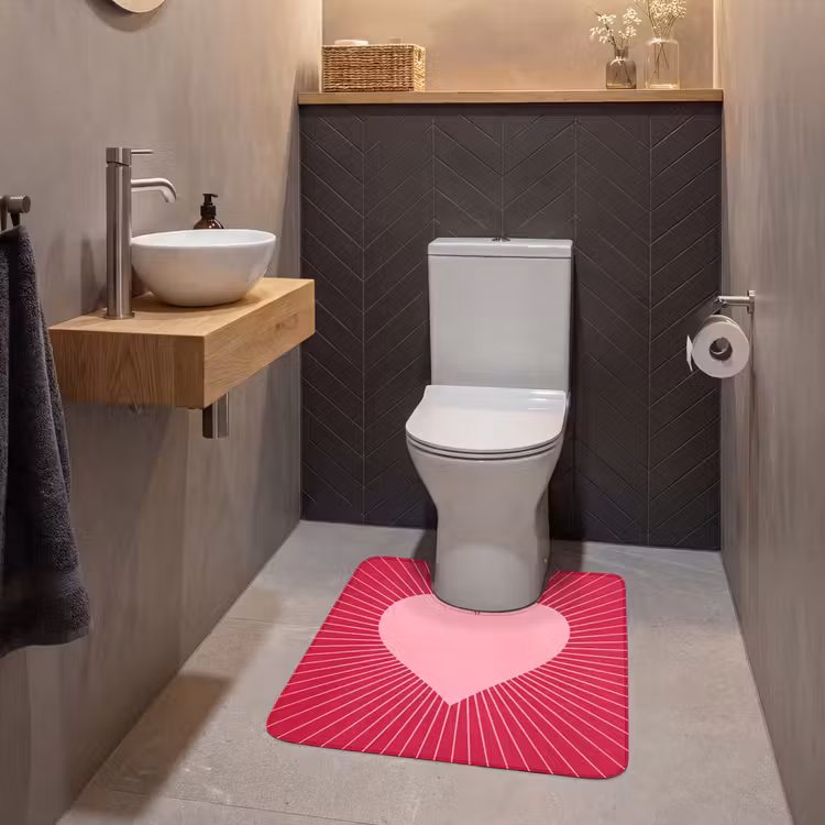 WC Mat - Heart - Rays - Love - Abstract - Pink — 2