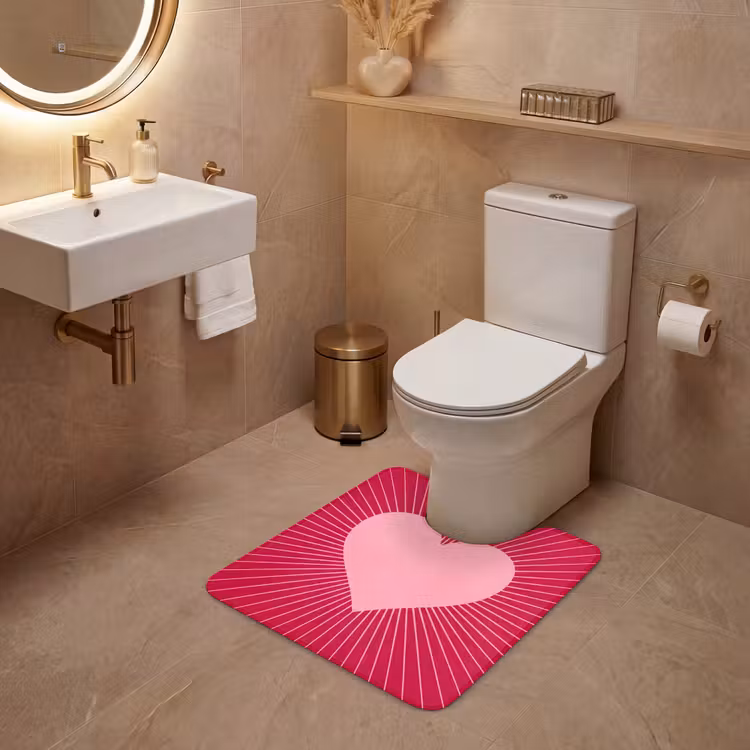 WC Mat - Heart - Rays - Love - Abstract - Pink — 3