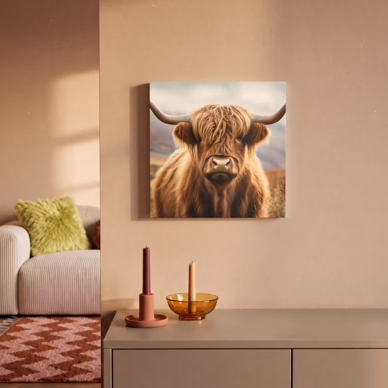 Canvas Print - Scottish highlander - Landscape - Animal — 1